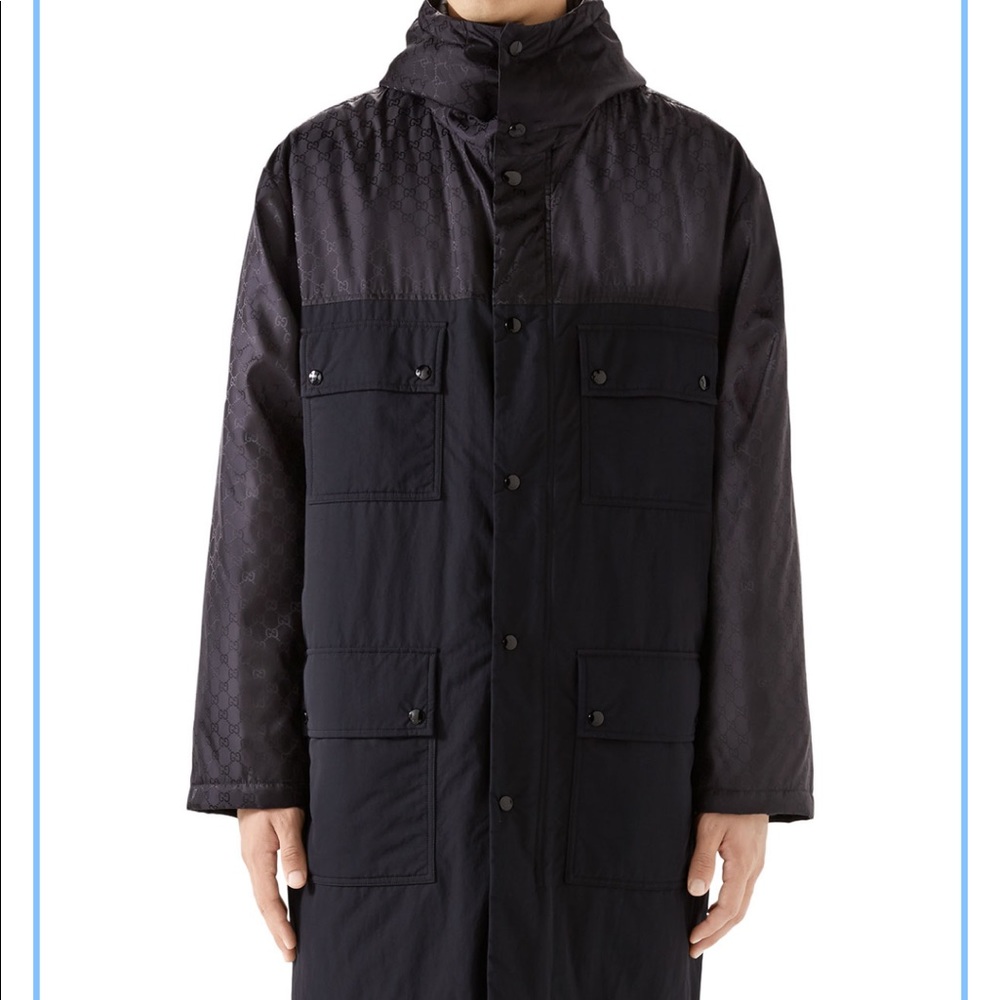 Gucci XXL men’s new Jacquard Long Anorak Coat